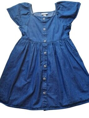 Cat & Jack Blue Denim Button-Front Girls' Dress Size M (7/8)